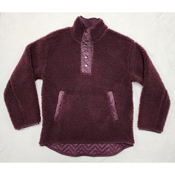 Athleta Cozy Sherpa Snap Sweatshirt Spiced Cabernet XS - Picture 5 of 9